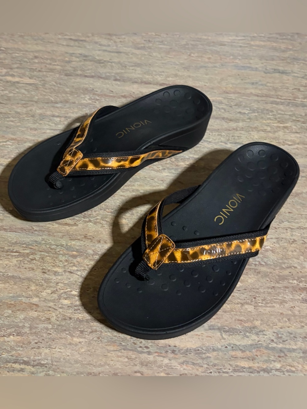 Vionic Animal Print Straps Sandals with Black Sole - Picture 7 of 12
